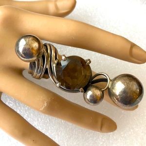 sterling silver Tourmaline Israel hand made  Rachel Gera ring 3” long size 7.25